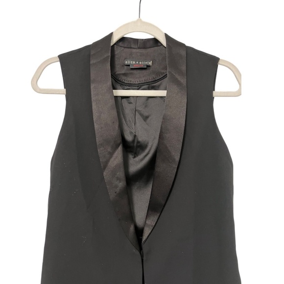 ALICE + OLIVIA Employed Black Vest Tuxedo Topper Jacket - Picture 3 of 7